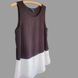 Charlie Paige Black and White Colorblock Sleeveless Tank Top Size M